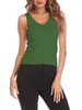Grünes Tank Top V-Ausschnitt Chiffon überbackene Oberteile für Frauen