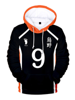 Haikyuu!! Tobio Kageyama NO.9 Schwarze Hoodies Anime Merchandise Casual Teens Hoodies