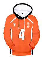 Haikyuu!! Yu Nishinoya NO.4 Orange Hoodie Japanische Anime Merchandise Casual Tops Teens Hoodies