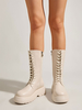 Halbhohe Stiefel für Damen Ecru Weiß PU Leder runde Zehen Stiefeletten