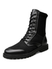 Halbhohe Stiefel für Herren Fabulous PU Leder Round Toe Lace Up Schwarze Stiefel