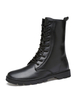 Halbhohe Stiefel für Herren Moderne runde Spitze aus PU-Leder zum Schnüren schwarze Stiefel