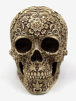 Halloween-Blumenschädel-Skulptur aus Kunstharz Dekoration für die Gothic-Hausbar