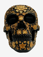 Halloween-Blumenschädel-Skulptur aus Kunstharz Dekoration für die Gothic-Hausbar