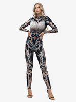 Halloween-Bodysuit mit Aufdruck dehnbar voller Länge Catsuit lustiges enges Kostüm für Cosplay