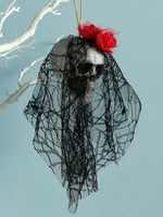 Halloween-Dekorationen Rote Polyester-Faser-Rosen-Schädel-Beängstigende Dekorationen