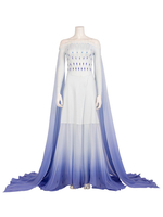 Halloween Disney Gefrorenes 2 Elsa Snow Queen Blau-weißes Kleid Cosplay