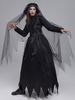 Halloween Geisterbraut Kostüme für Frauen Schwarz Scary Polyester Spitzenkleid Kopfbedeckungen Feiertage Kostüme Full Set