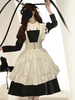 Halloween Gothic Lolita Kleid Schwarz Farbblock Rüschen Kawaii Mode