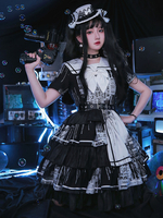 Halloween Gothic Lolita Kleider Schleifen Schwarz Schwarz
