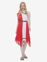 Halloween Halloween Kostüme Rotes Farbblock-Vintage-Kleid für Erwachsene aus Polyester Halloween-Ferienkostüme