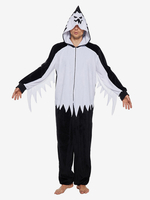 Halloween Halloween-Kostüme Schwarzer gruseliger Overall aus Polyester mit Farbblock-Muster für Herren