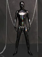 Halloween Herren Wetlook Stretchy Zipper Schritt Bodysuit Ganzkörper-Catsuit