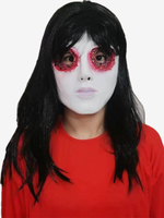 Halloween Horror Maske Verrottendes Gesicht mit schwarzen Haaren