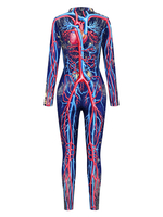 Halloween-Jumpsuit für Frauen-Weinregelpurple Halloween Scary Lycra Spandex Catsuit Zentai