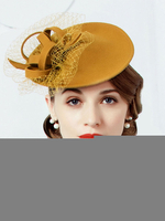 Halloween Kostüm 1920er Jahre Mode Vintage Hut Fascinator gelbe Wolle Wintermütze für Frauen Accessoire