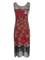 Halloween Kostüm 20er Jahre Kleid Charleston Kleid Polyester mit Fransen Vintage Kleid Faschingskostüme