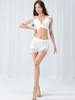 Halloween Kostüm Bauchtanz Kostüme Weiße Spitze Semi Sheer Bauchtänzerin Set Modal Women Dancing Wear Faschingskostüme