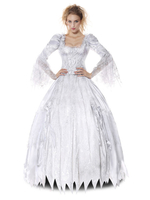 Halloween Kostüm Corpse Bride Kostüm Karneval Weiß Damen Ballkleid Kleider mit Petticoat Faschingskostüme