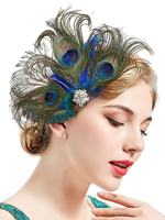 Halloween Kostüm Flapper Dress Zubehör Feather 1920er Jahre Great Gatsby Zubehör Green Flapper Stirnband Faschingskostüme