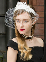 Halloween Kostüm Frauen Fascinator Hut White Pearls Hut Retro Kostümzubehör Faschingskostüme