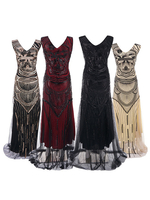 Halloween Kostüm Frauen Flapper Kleider 1920er Jahre Great Gatsby Kostüm Pailletten Tüll Kleid