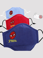 Halloween Kostüm Gesichtsmaske für Kinder Spiderman Pattern Gesichtsschutz mit 3 Stück Filter