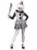 Halloween Kostüm Halloween Clown Cosplay Kostüm Erwachsene Frauen Schwarz Gestreiftes Kleid Und Kopfschmuck Faschingskostüme