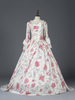 Halloween Kostüm Halloween Mittelalter Kleidung Lange Ärmel Elfenbeinweiß und Printmuster Barock Kostüm Rokoko Kleid Renaissance Kleidung Faschingskostüme