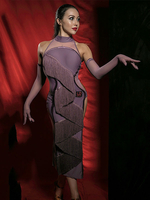 Halloween Kostüm Latin Dance Kleider Trauben Frauen Fransen Handschuhe Kleid Set Tanz Kostüm Halloween