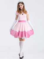 Halloween Kostüm Rosa Super Mario Bros Skater-Kleid-Kostüm