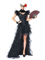 Halloween Kostüm Sechs Stück Korsett Set Schwarz Kostüm Ball Korsett Kleid Für Frauen