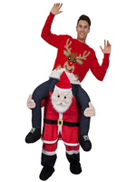 Halloween Kostüm Ugly Christmas Sweater Weihnachtspullover Karneval Carry Me Weihnachtsmann Klausel Kostüm Huckepack Unisex Erwachsene Rot Flanell Lustig Oktoberfest Fahren auf Kostüms Halloween Fasch