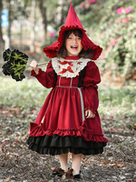 Halloween-Kostüme für Kinder Burgunder Set Kid Cotton Lolita Kleid