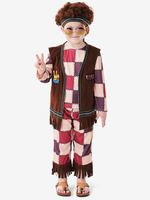 Halloween-Kostüme für Kinder Dunkelbraunes Halloween-Polyester-Set Oberteil und Hose für Kinder