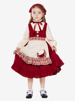 Halloween-Kostüme für Kinder Rotes Halloween-Set Kleid und Kopfbedeckung aus Polyester für Kinder