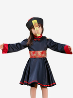 Halloween-Kostüme für Kinder Schwarzes Halloween-Polyester-Set Kinderkleid Hut