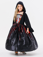 Halloween-Kostüme für Kinder Schwarzes Halloween-Set Kinder-Polyesterkleid mit Halskette