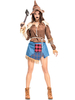 Halloween Kostüme Frau Vogelscheuche Kostüm Plaid Überrock Überärmel Denim Halloween Feiertage Kostüme