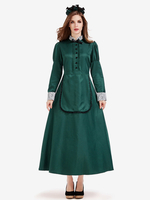 Halloween Kostüme Grünes Vintage Kleid Party Maid Set Feiertags Kostüme