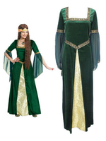 Halloween Mittelalter Kleidung Dunkelgrün und Farbblock Barock Kostüm Rokoko Kleid Renaissance Kleidung Viktorianische Königin Kostüm Vintage Kostüm
