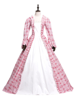 Halloween Mittelalter Kleidung Lange Ärmel Rosa Barock Kostüm Rokoko Kleid Renaissance Kleidung Viktorianische Königin Kostüm Vintage Kostüm