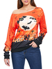 Halloween Orange T-Shirts Frauen gedruckt Jewel Neck Langarm T-Shirt