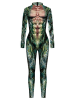 Halloween Overall Zentai Grau Damen Scary Skeleton Halloween Overall Lycra Spandex Catsuit