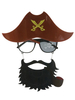 Halloween Piraten Dekorationen Kaffee Braun Polyester Faser Hut Brille Bart Urlaub Piraten Dekorationen Komplettset