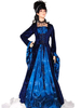 Halloween Renaissance Kleid Polyester mittelalterliche blaue Front Lace Up Kostüm Cosplay Halloween