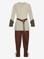 Halloween Renaissance mittelalterliches Piratenhemd Knöchelriemenhose Cosplay Bühne Retro Performance Kleidung
