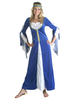 Halloween-Weinlese-Kostüm Frauen-Renaissance-Dazzling blaues Kleid mit Kopfschmucksachen