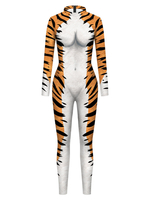 Halloween Zentai Overall Damen Leopard Overall Trikot Skelett Halloween Scary Lycra Spandex Catsuit