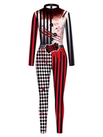 Halloween Zentai Overall Ziegelrot Damen Scary Skeleton Halloween Overall Lycra Spandex Catsuit